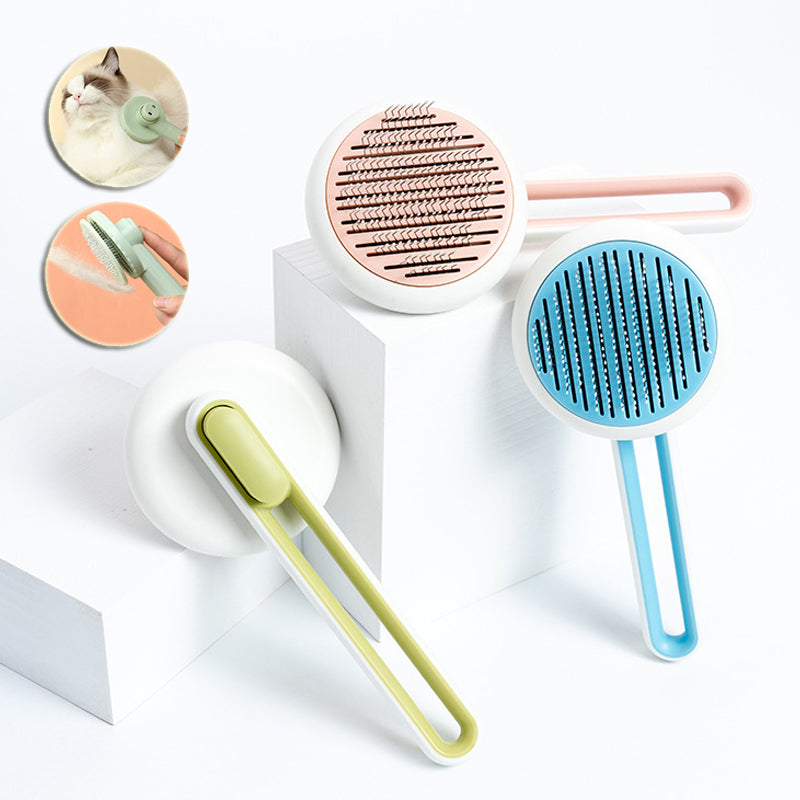 Self-Cleaning Pet Slicker Brush | Stainless Steel Pin Grooming Comb