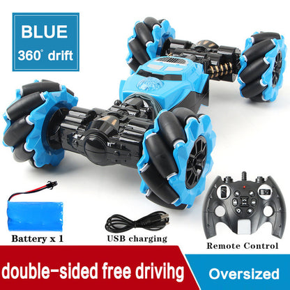 RC Stunt Twist Car - One-Key Deformation Special Effects Drift Rechargeable Blue Red