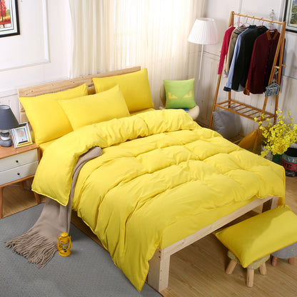 Brushed Plain Weave 4-Piece Bedding Set – 9 Colours, 5 Sizes