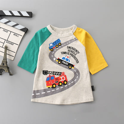 Kids Striped Cartoon Print T-Shirt | Unisex Children's Tee