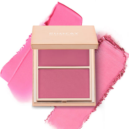 Cream & Powder Blush Duo - Buildable Natural Finish