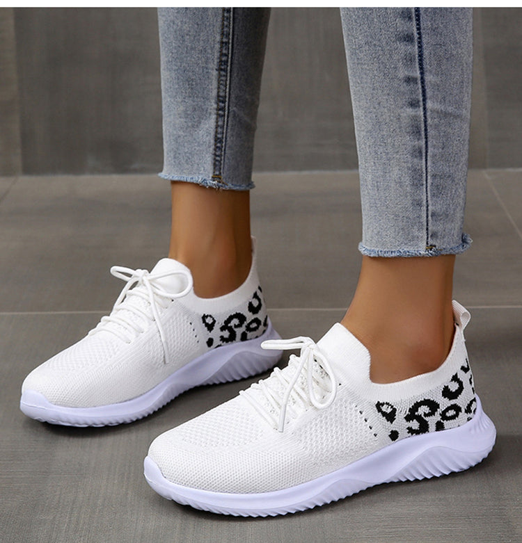 Women's Leopard Print Mesh Lace-Up Sneakers | EU 35–43