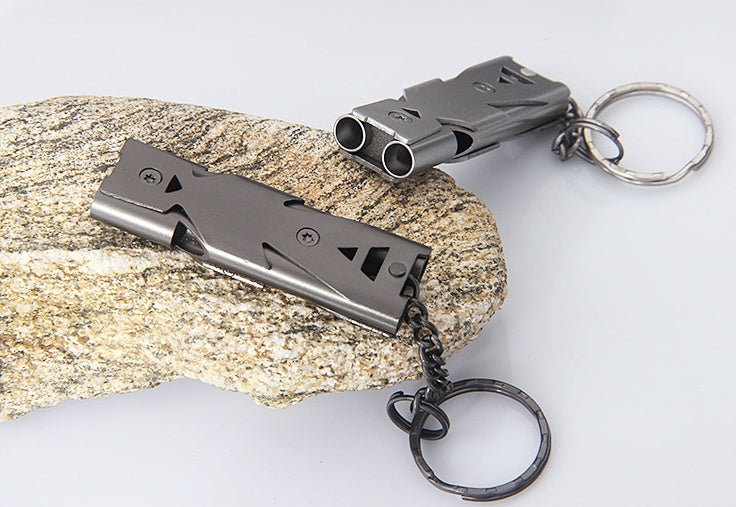 Emergency Keychain Whistle – Loud Survival Signal Whistle Silver & Black