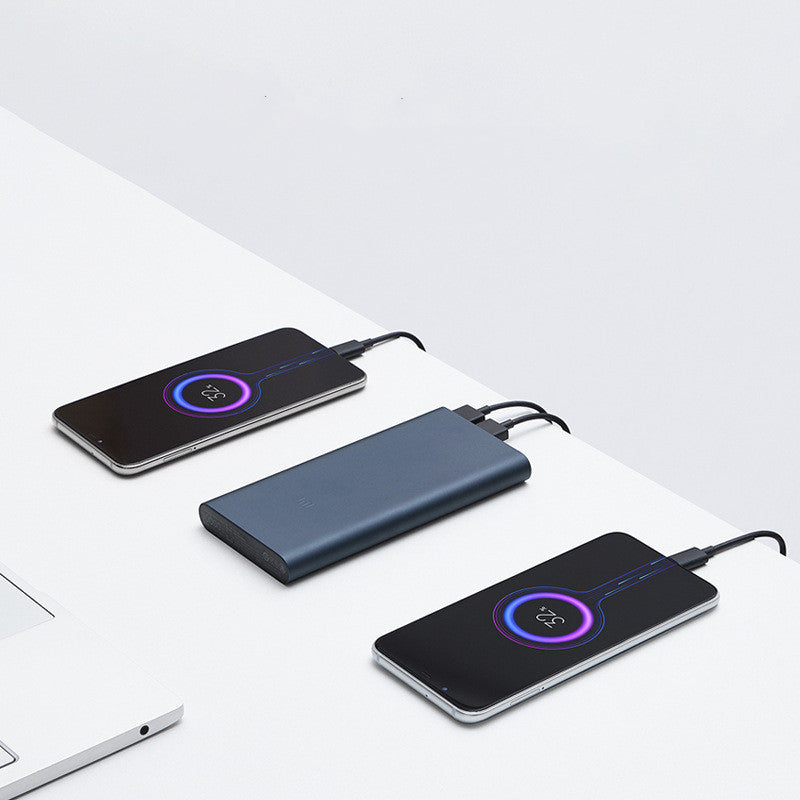 Slim Alloy Power Bank – 18W Fast Charging Dual-Port 10000mAh Black & Silver