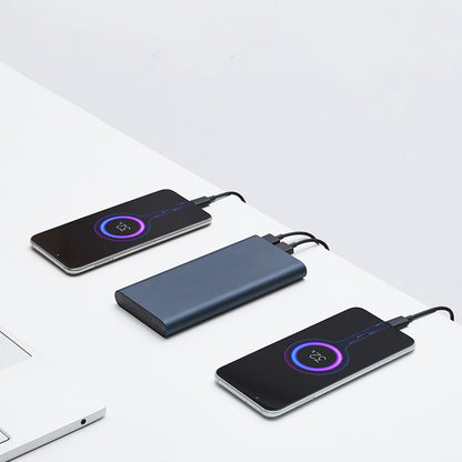 Slim Alloy Power Bank – 18W Fast Charging Dual-Port 10000mAh Black & Silver