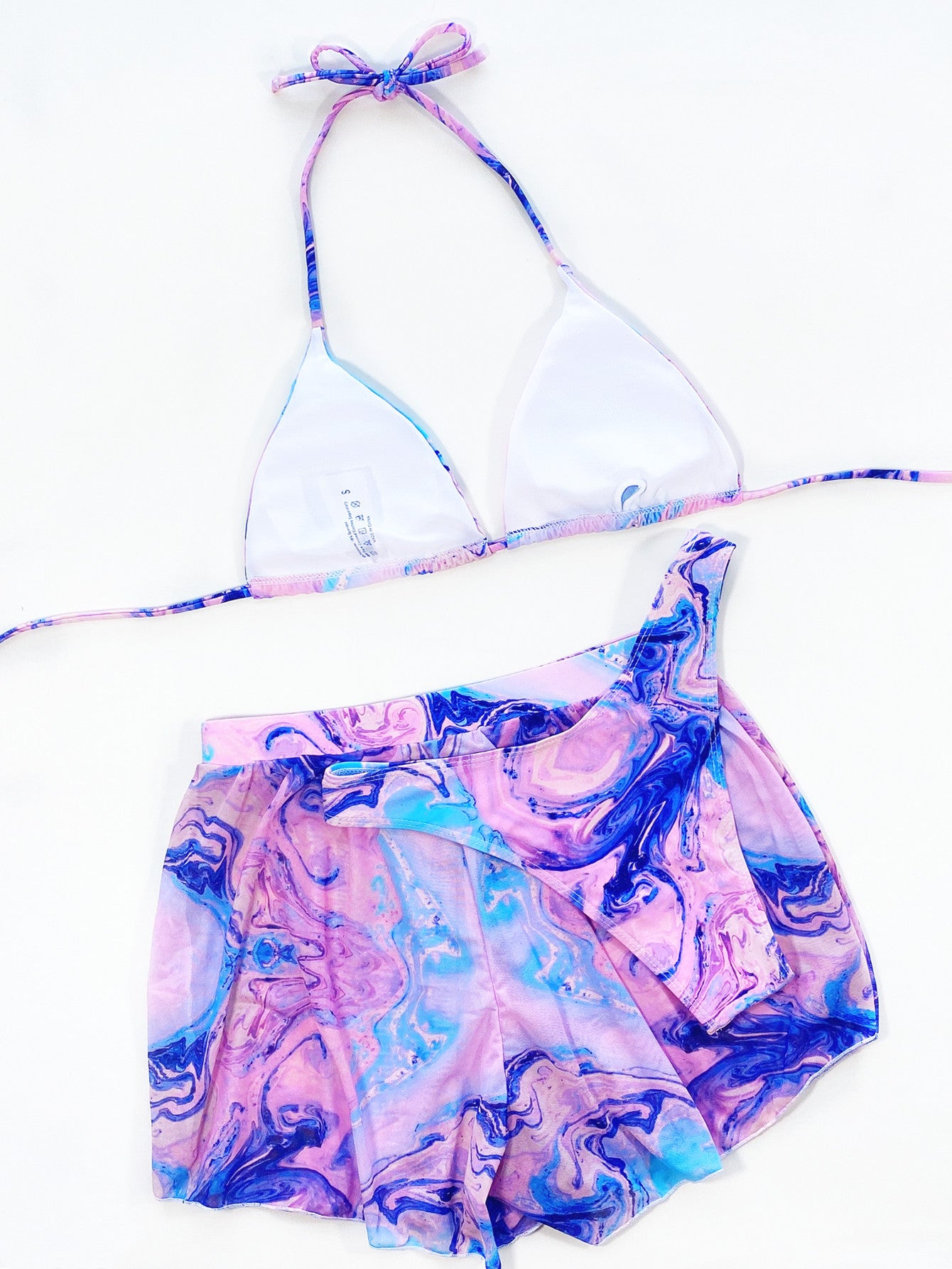 Women's Three-Piece Triangle Bikini Set – Bra, Shorts & Bottoms