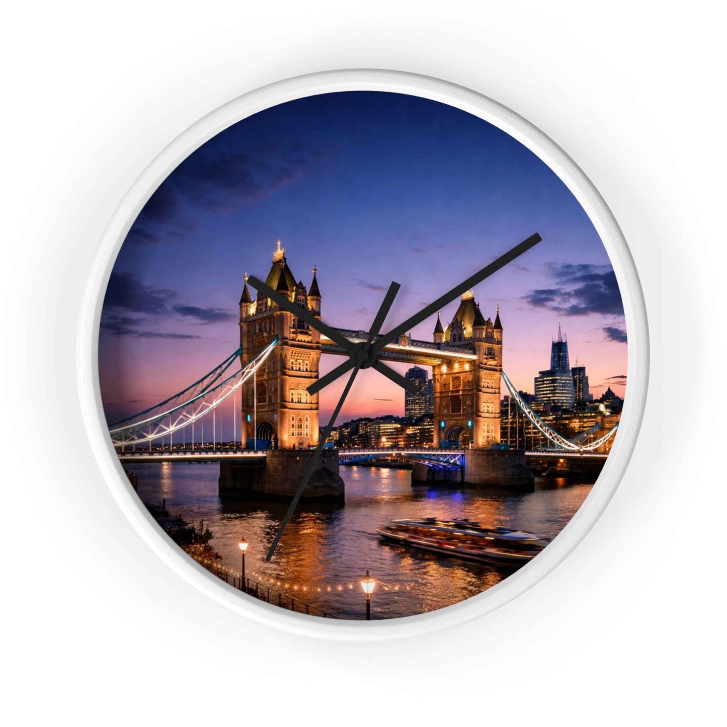 London Tower Bridge Wall Clock – Nighttime Cityscape Decorative Timepiece