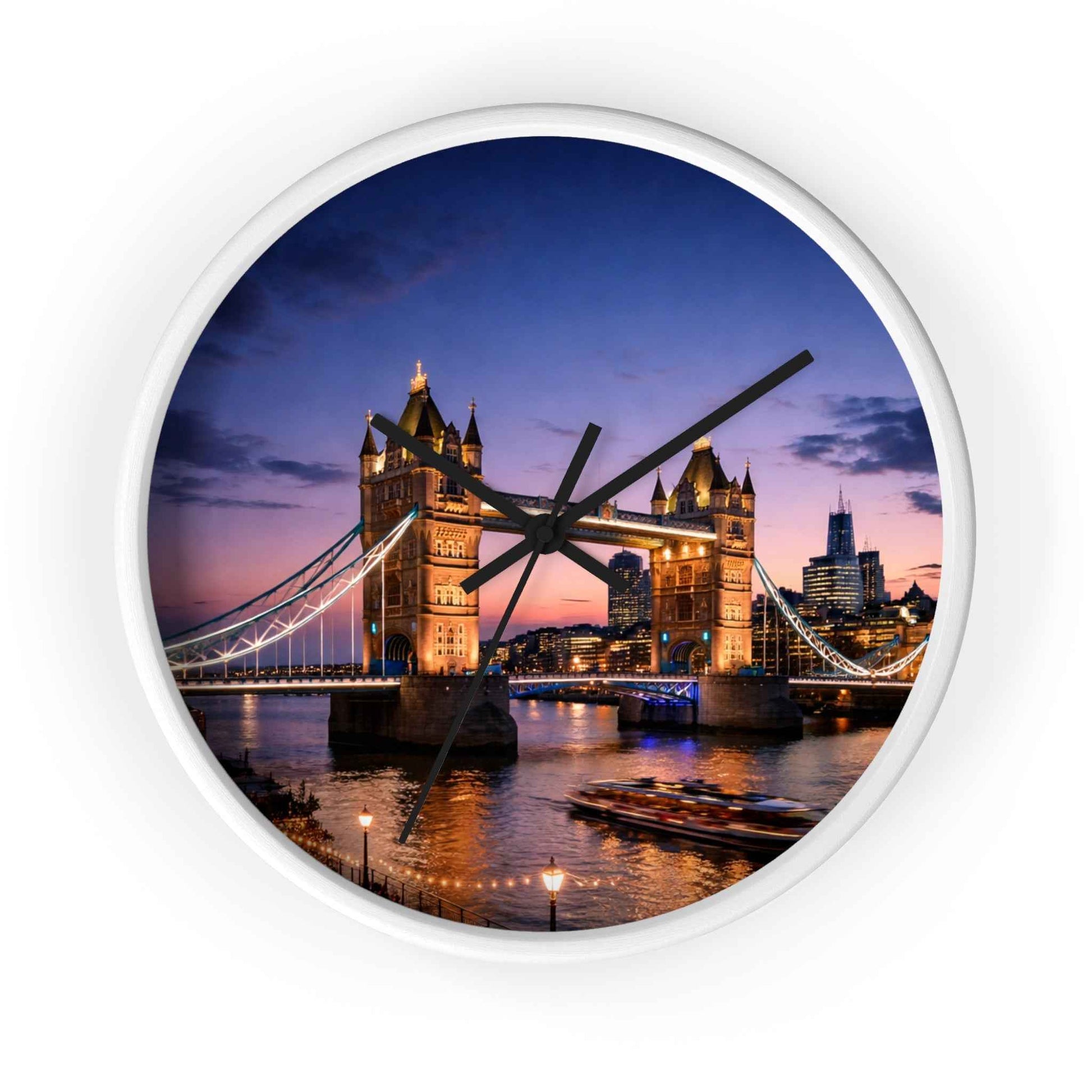 London Tower Bridge Wall Clock – Nighttime Cityscape Decorative Timepiece