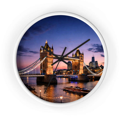 London Tower Bridge Wall Clock – Nighttime Cityscape Decorative Timepiece