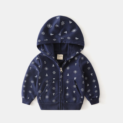 Children's Cartoon Full-Print Hooded Coat | Cotton Kids Pullover Jacket