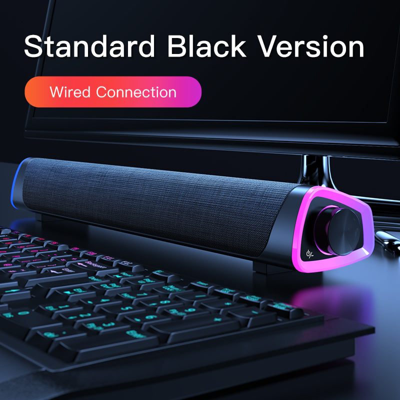 6W Bluetooth 5.0 Computer Speaker Bar | Stereo Sound | USB | Black & White