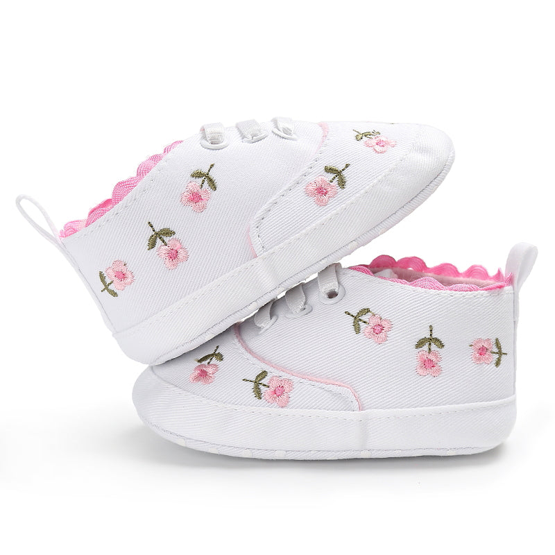 Girls' Floral Folk-Style Baby Toddler Shoes - Canvas Elastic Band Flat Sole