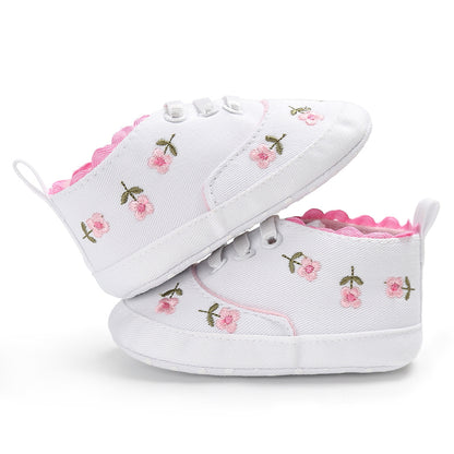 Girls' Floral Folk-Style Baby Toddler Shoes - Canvas Elastic Band Flat Sole