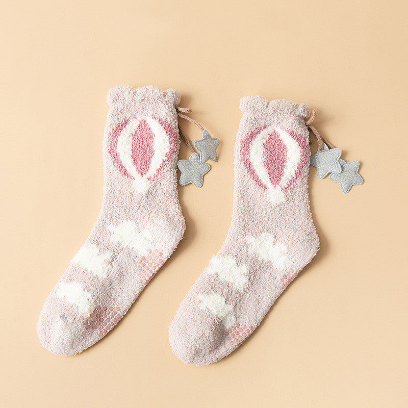 Women’s Japanese Coral Fleece Cartoon Socks Thick Winter 6 Designs