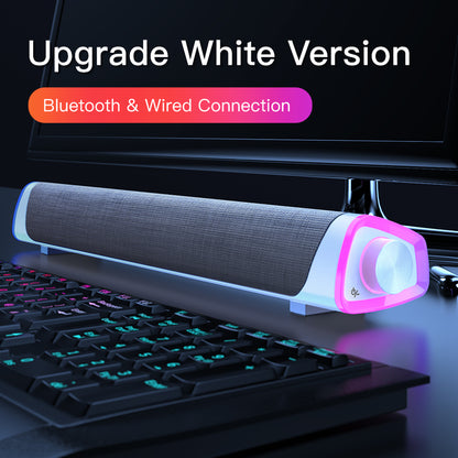 6W Bluetooth 5.0 Computer Speaker Bar | Stereo Sound | USB | Black & White