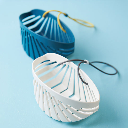 Shell-Shaped Kitchen Sink Drain Bag with Lanyard | Blue & White