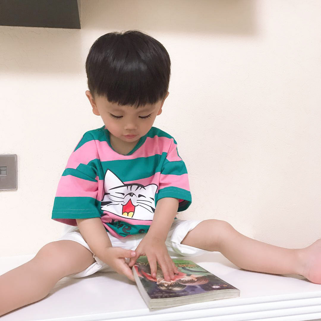 Girls Korean Style Striped Cotton Short Sleeve T-Shirt – 3 Colours