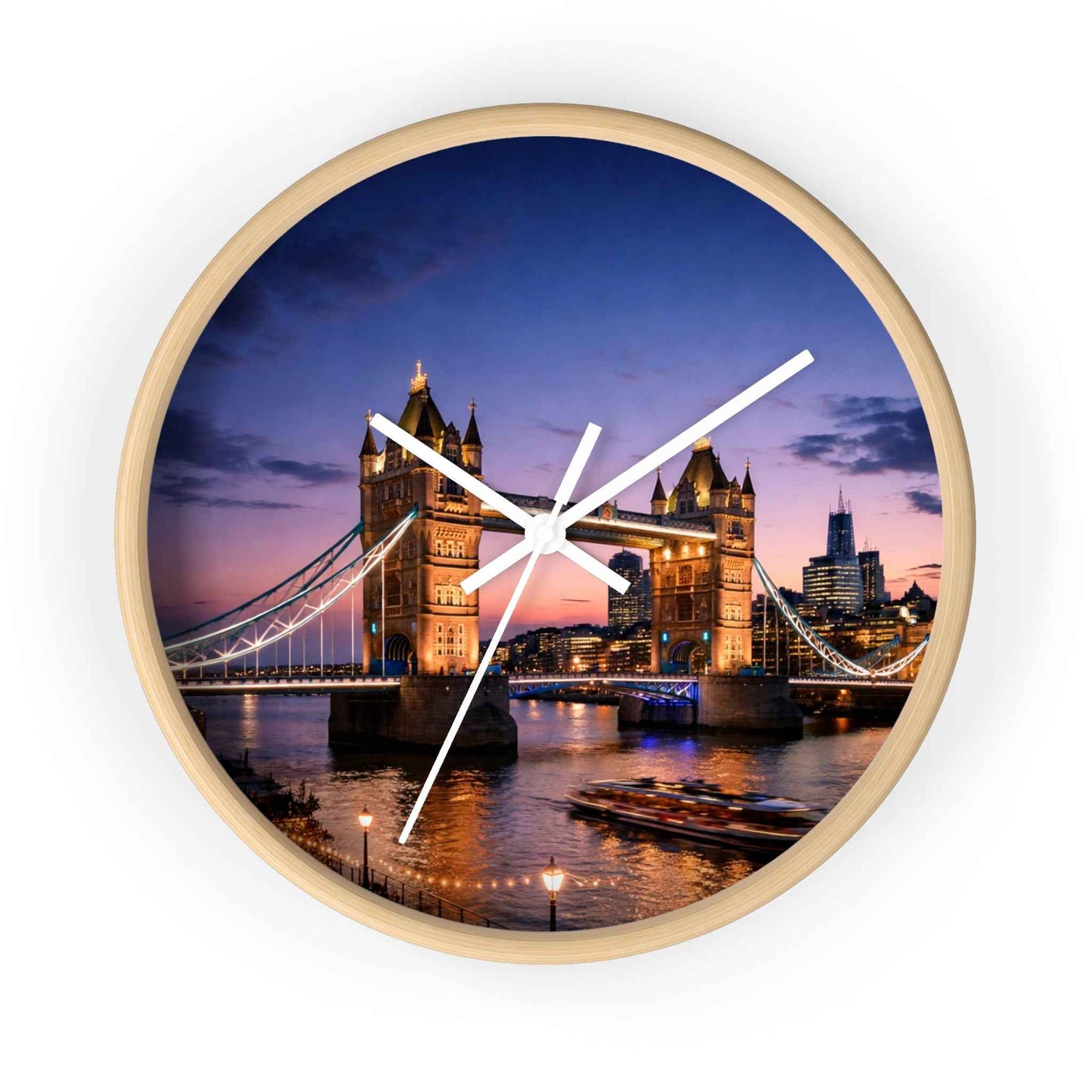 London Tower Bridge Wall Clock – Nighttime Cityscape Decorative Timepiece