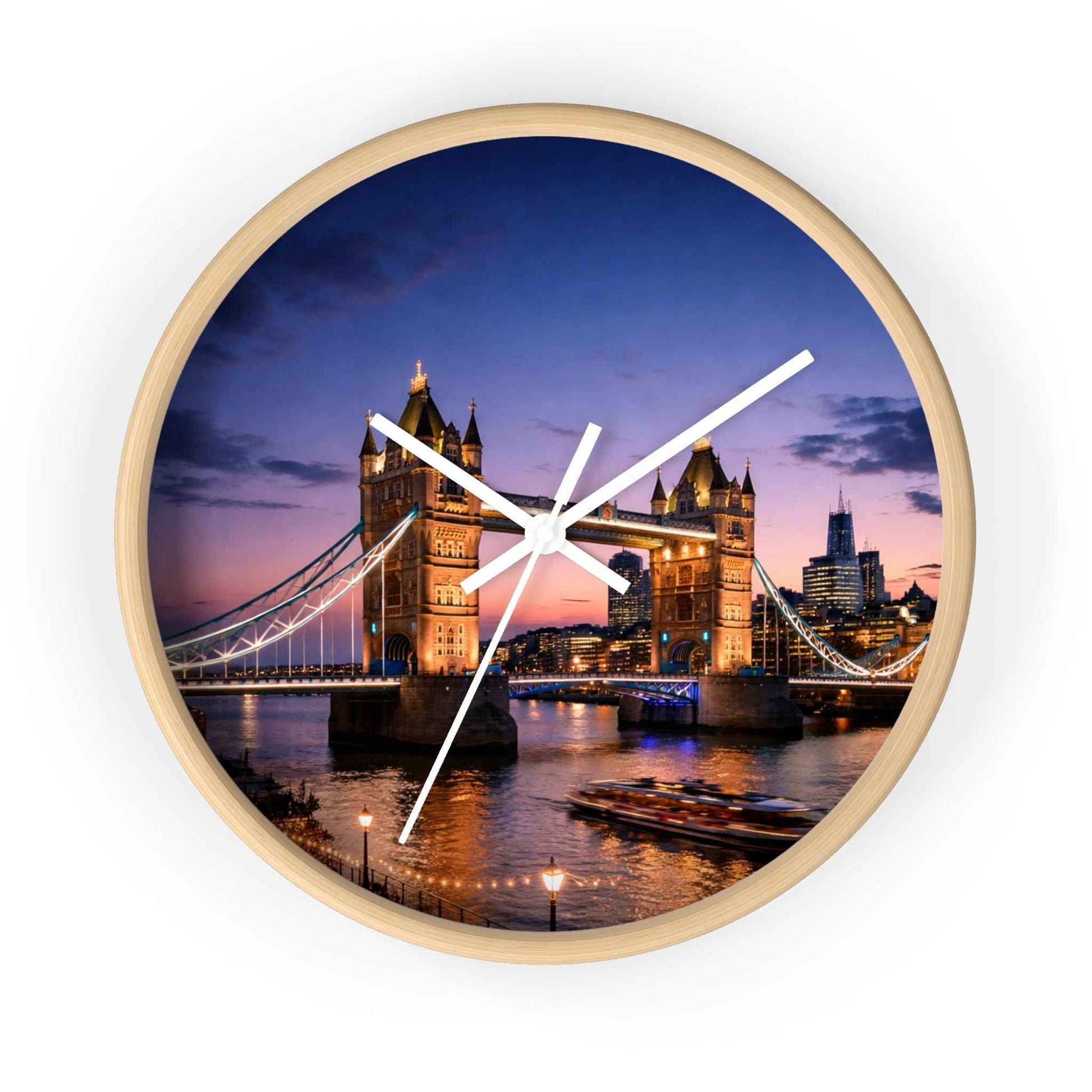 London Tower Bridge Wall Clock – Nighttime Cityscape Decorative Timepiece