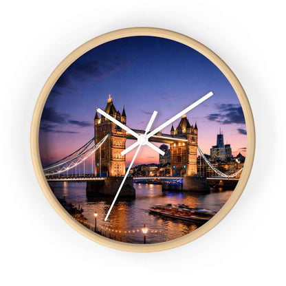 London Tower Bridge Wall Clock – Nighttime Cityscape Decorative Timepiece