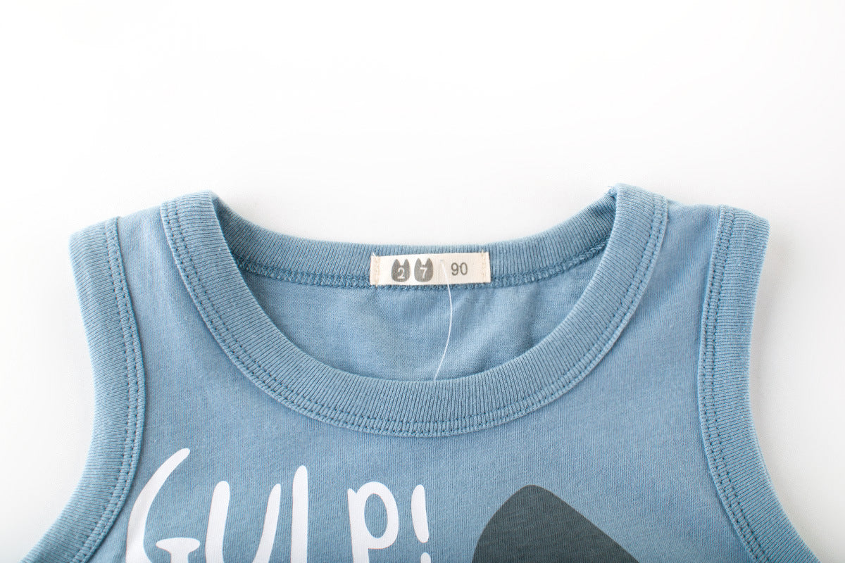 Children's Cartoon Print Sleeveless Cotton Top | Ages 3-8