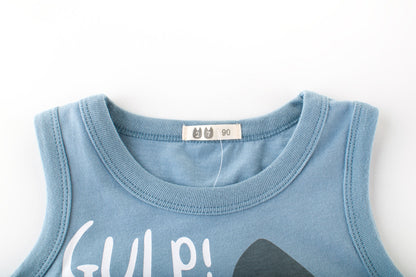 Children's Cartoon Print Sleeveless Cotton Top | Ages 3-8