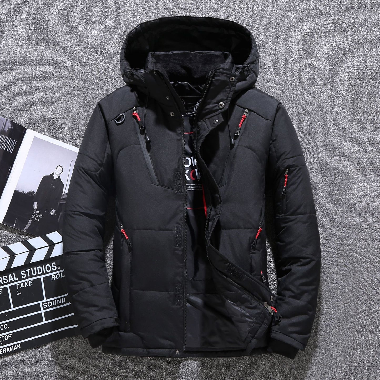 Men's Hooded Down Jacket - Multi-Pocket Thickened Winter Coat