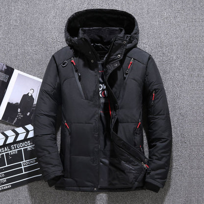 Men's Hooded Down Jacket - Multi-Pocket Thickened Winter Coat