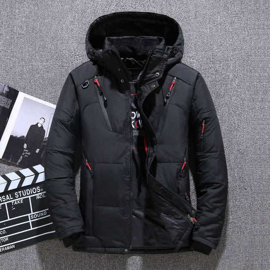 Men's Hooded Down Jacket - Multi-Pocket Thickened Winter Coat