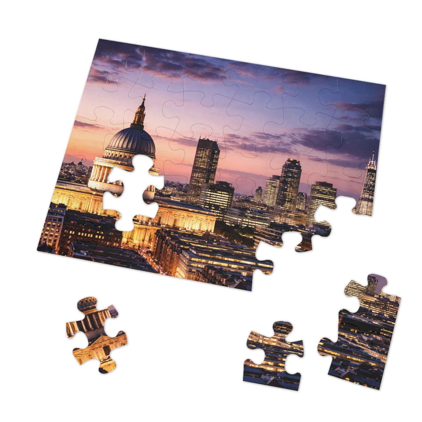 London Skyline Jigsaw Puzzle with Tin – Sunset Cityscape Gift