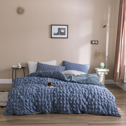 Cotton Seersucker Bedding Set 4 Piece | Pink, Green, White, Blue