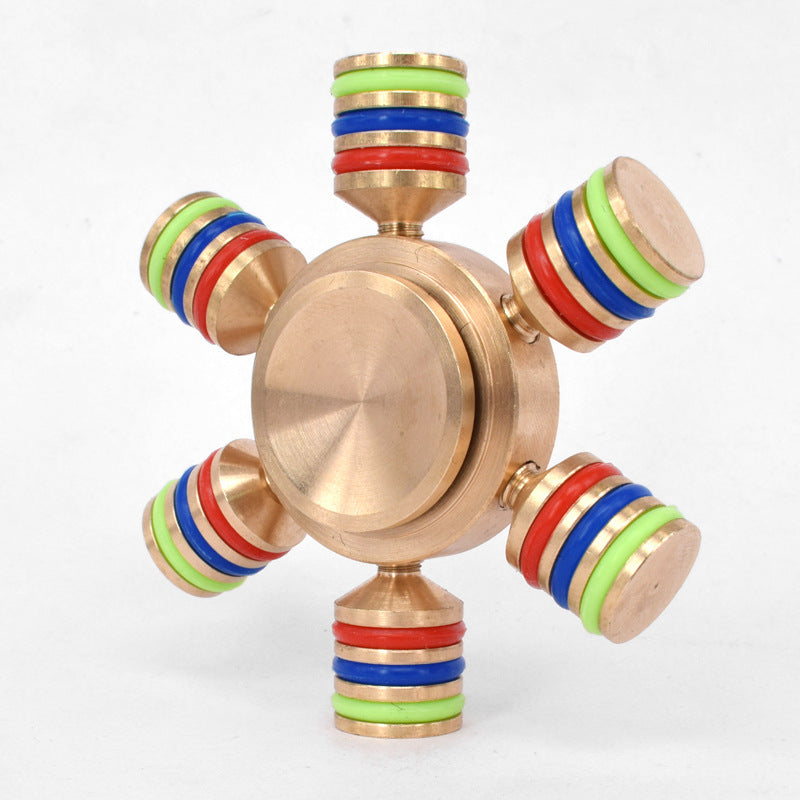 Three-Head Six-Arm Metal Gyro | Premium EDC Fidget Spinner | Silver & Gold