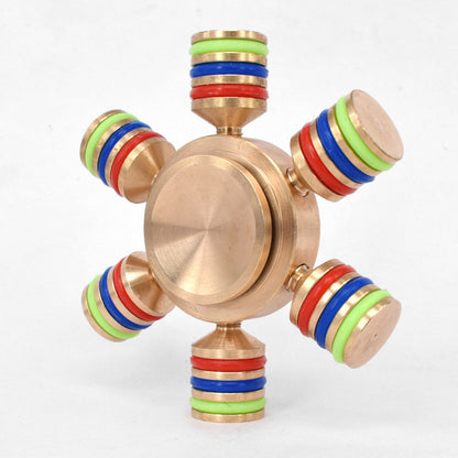 Three-Head Six-Arm Metal Gyro | Premium EDC Fidget Spinner | Silver & Gold