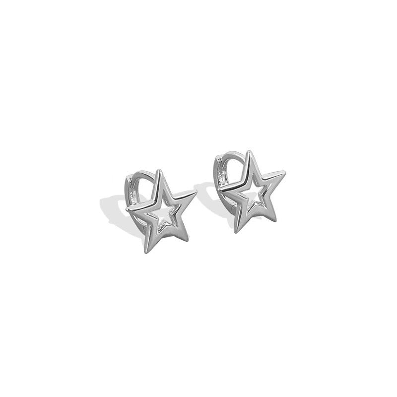 Pentagram Star Stud & Ear Clip Earrings in Copper