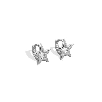 Pentagram Star Stud & Ear Clip Earrings in Copper