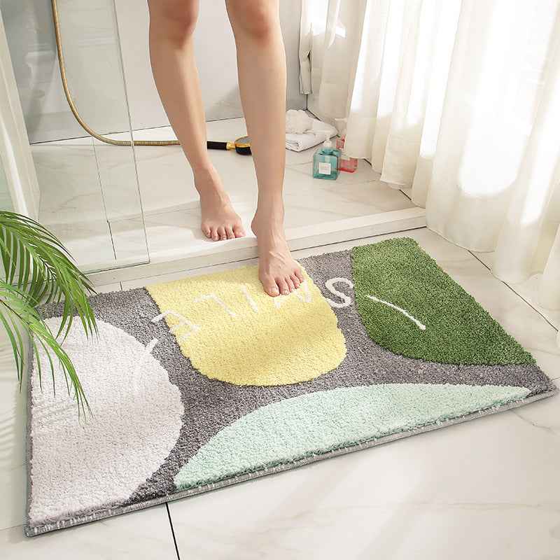 Absorbent Bathroom Floor Mat – Non-Slip Geometric Bath Rug