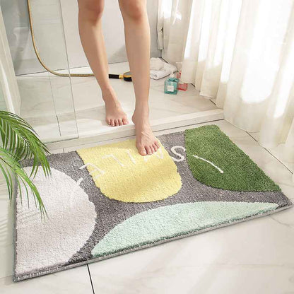Absorbent Bathroom Floor Mat – Non-Slip Geometric Bath Rug