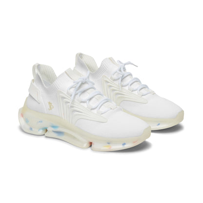 White sneakers with colorful sole on a white background