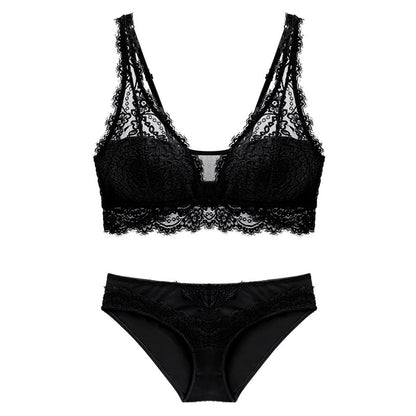 Women's Wireless Gathered Lace Bra Set | Soft Everyday Lingerie