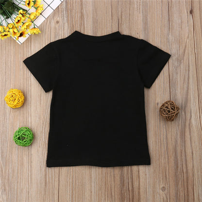 Kids Unisex Short Sleeve Print T-Shirt – White & Black