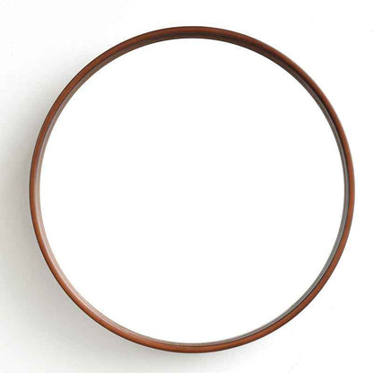 Solid Wood Round Wall Mirror – Modern Walnut Hanging Mirror for Bathroom & Bedroom