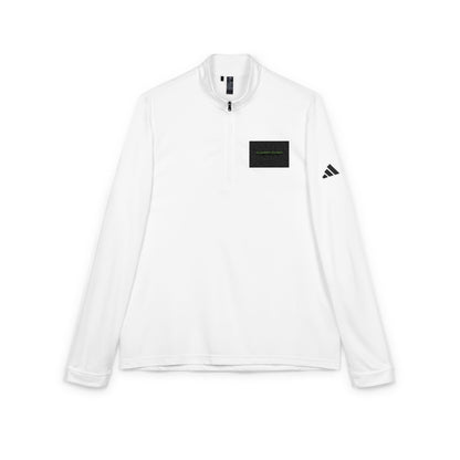 Adidas Embroidered Quarter-Zip Pullover | White Athletic Top