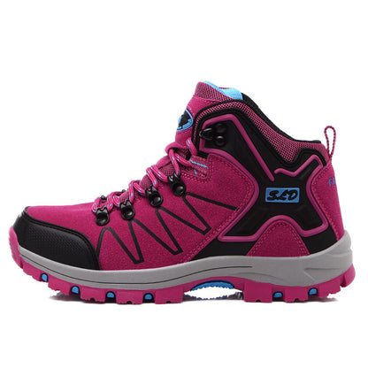 Unisex High-Top Hiking Shoes - Breathable Mesh Lace-Up Rubber Sole