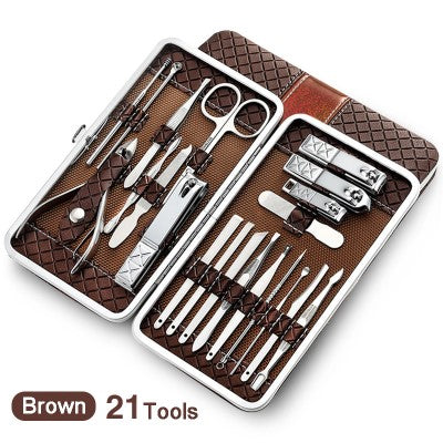 21-Piece Stainless Steel Manicure Tool Kit – 4 Colours