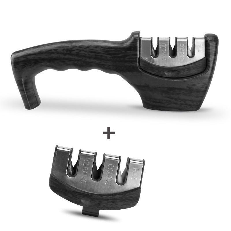 Knife Sharpener — Pull-Through Whetstone Sharpener with Tungsten Steel & Diamond Rods