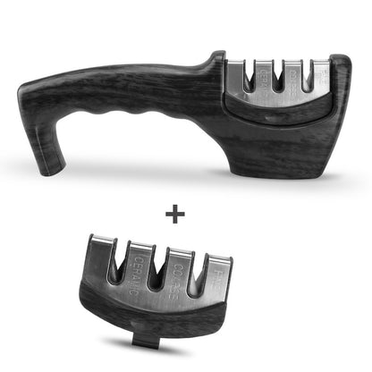 Knife Sharpener — Pull-Through Whetstone Sharpener with Tungsten Steel & Diamond Rods