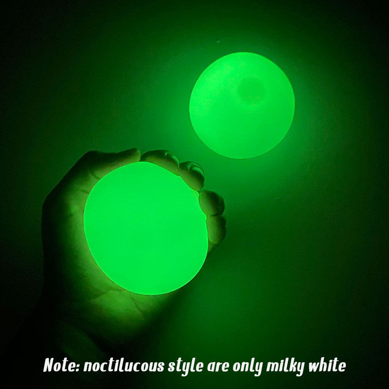 Sticky Wall Ball Stress Relief Toy - Glow Squish Ball for Kids and Adults