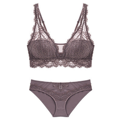 Women's Wireless Gathered Lace Bra Set | Soft Everyday Lingerie