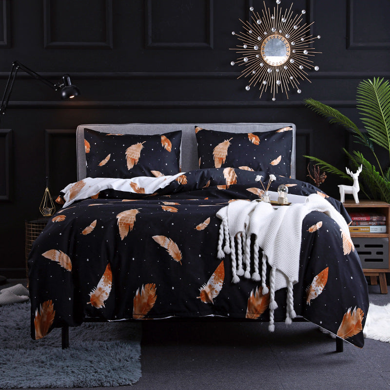 Animal Print Quilted Duvet Cover Set 3 Piece 240x220cm | Leopard & Feather