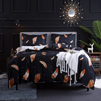 Animal Print Quilted Duvet Cover Set 3 Piece 240x220cm | Leopard & Feather